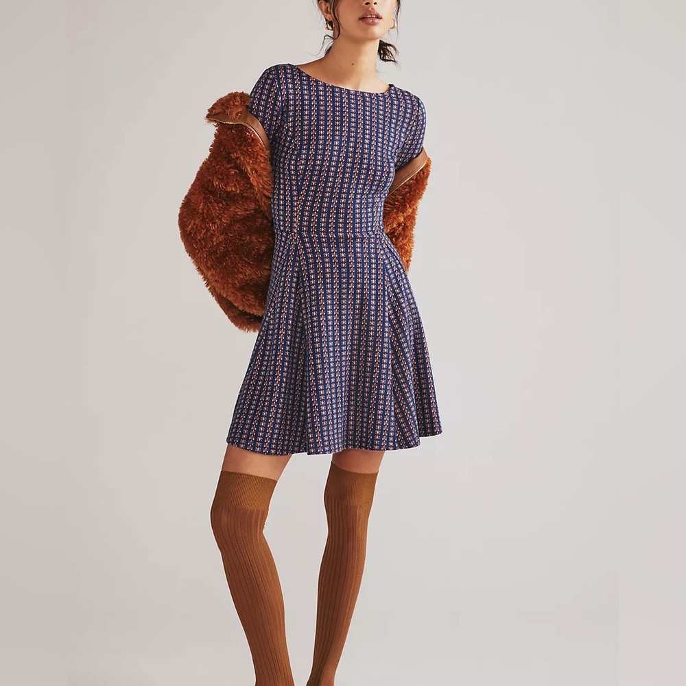 Anthropologie A-Line Dress Skater Jacquard Very Flattering XL NEW WITH TAGS